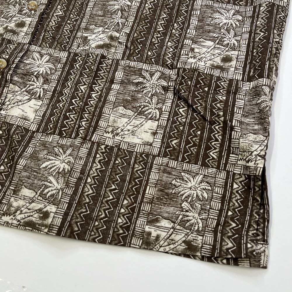 Cooke Street Hawaiian Mens Brown Button Down Shirt, Palm Tree Mens Button Ups T3 - Picture 9 of 9